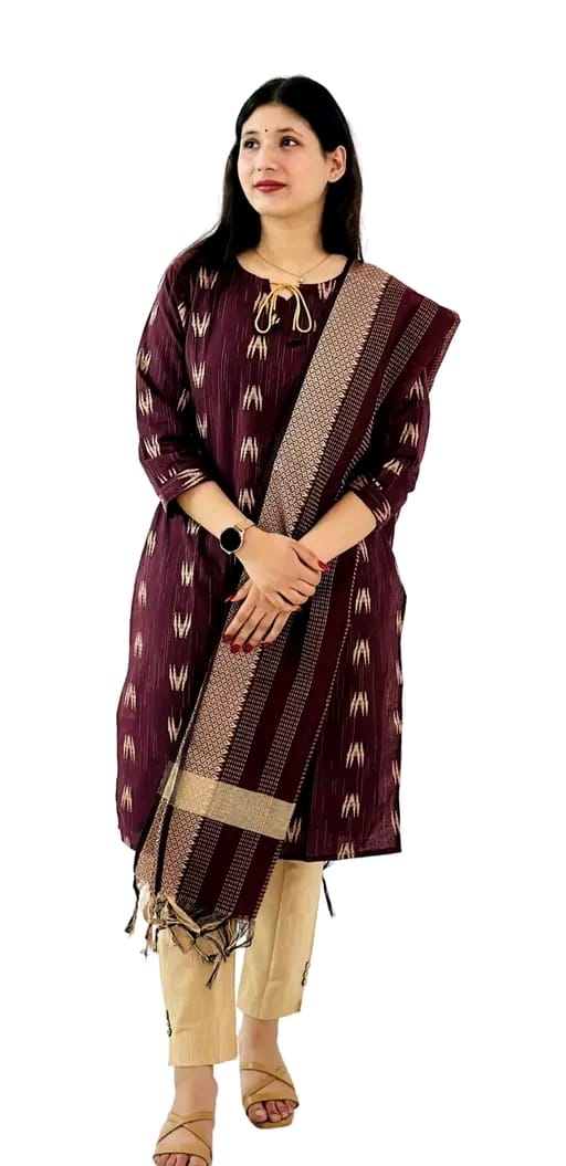 Women's Cotton Kurta Lower Set with Dupatta