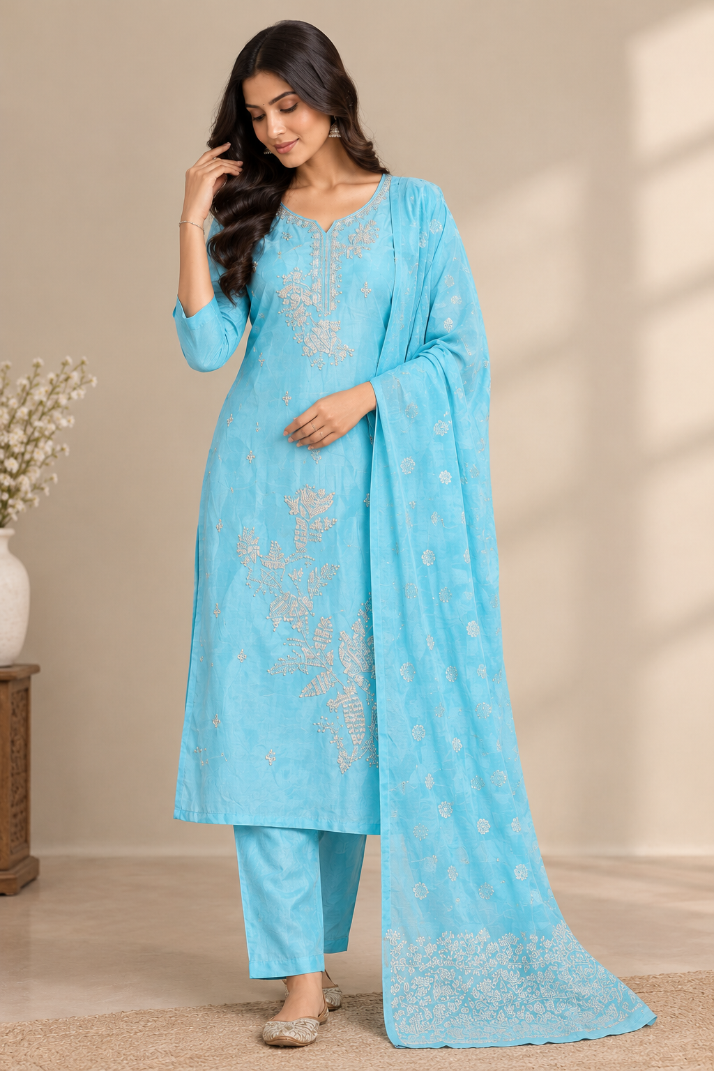 Sky Blue Designer Anarkali