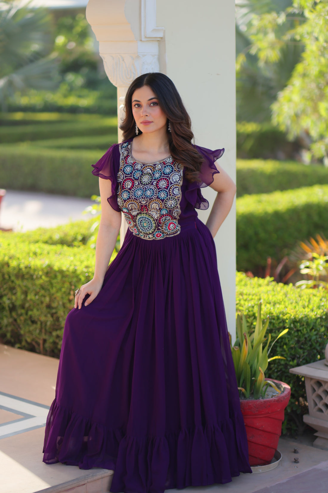 Purple Beaded & Sequins Anarkali