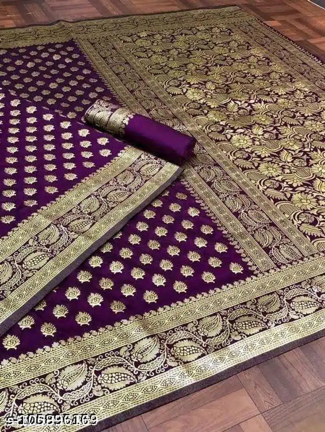 Jacquard Saree For Women (Purple)