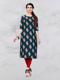 Two women wearing floral kurtis on a white background