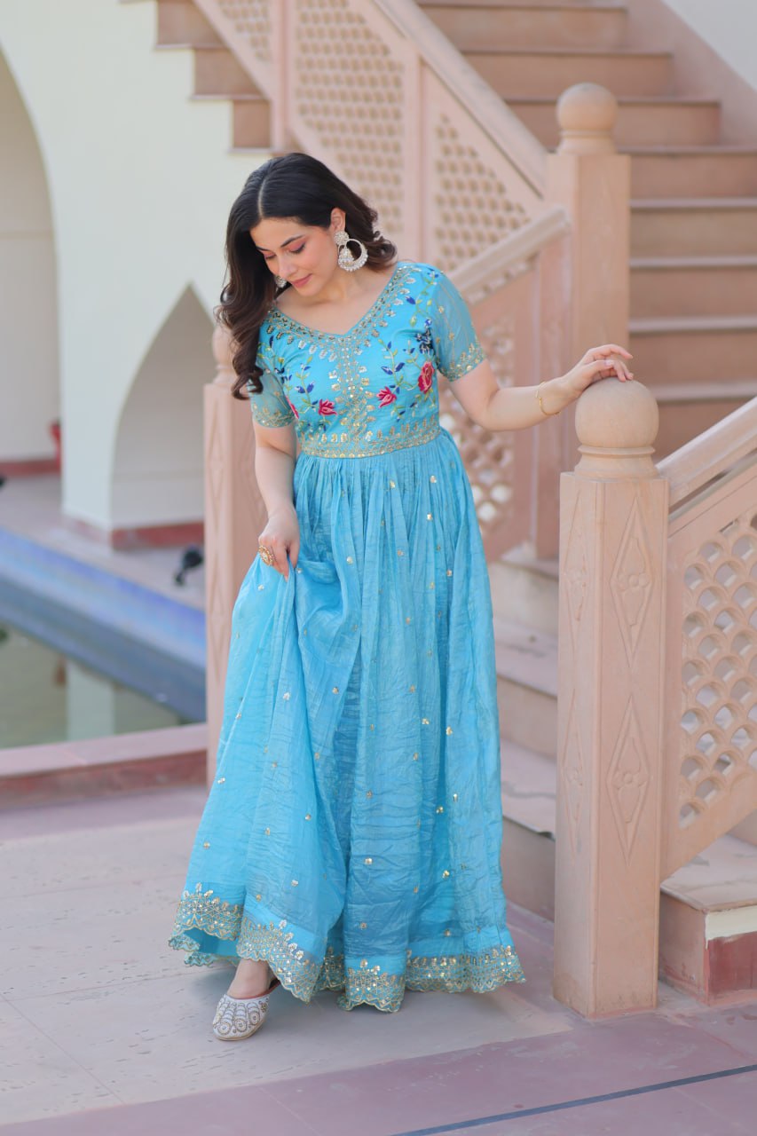 Aqua Blue Grace Anarkali