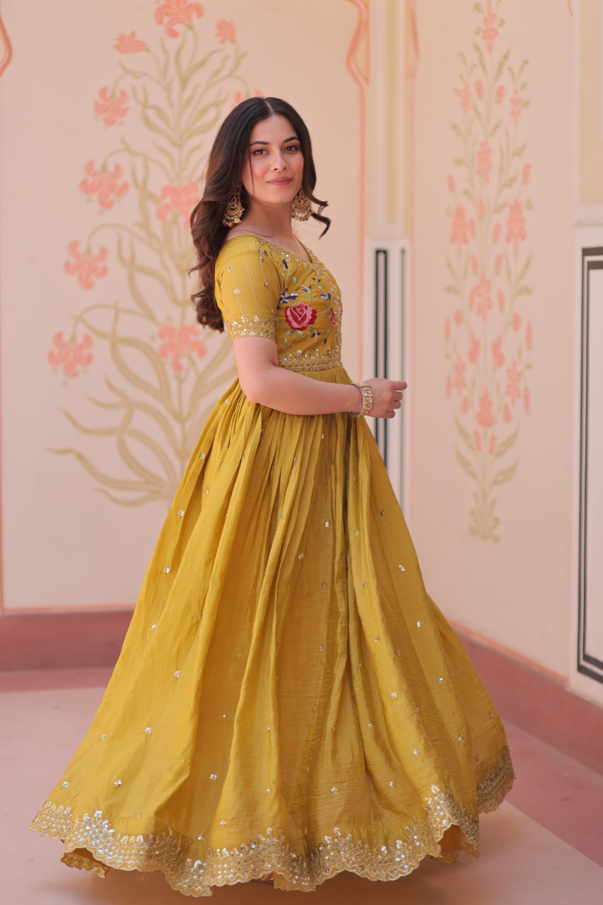 Golden Bloom Anarkali